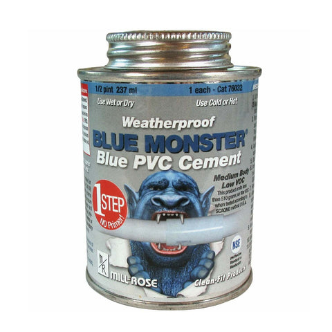 Blue Monster 76032 1/2 Pint (8 Fl. Oz.) Blue PVC Cement
