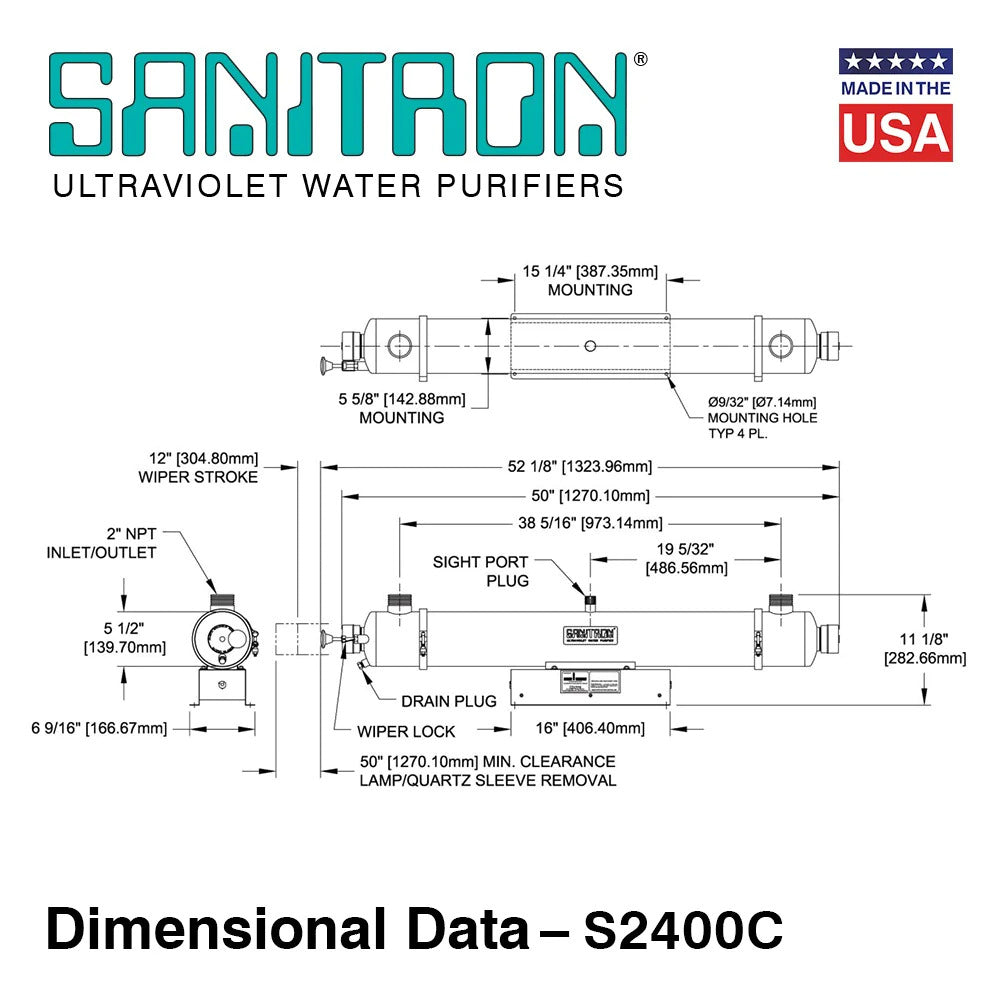 SANITRON® S2400C NSF Certified Ultraviolet Water Purifier, 40 GPM