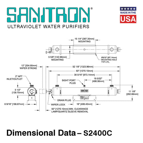 SANITRON® S2400C NSF Certified Ultraviolet Water Purifier, 40 GPM