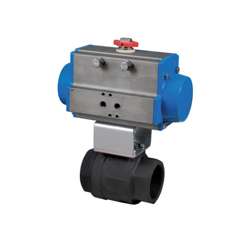Bonomi 8P0124 FNPT Actuated Carbon Steel 2 Piece Ball Valve with Double Acting Pneumatic Actuator