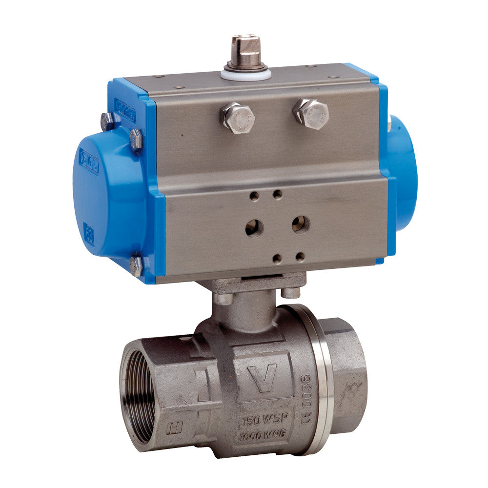 Bonomi 8P0133 Stainless Steel Ball Valve with Double Acting Pneumatic Actuator, 1000 WOG