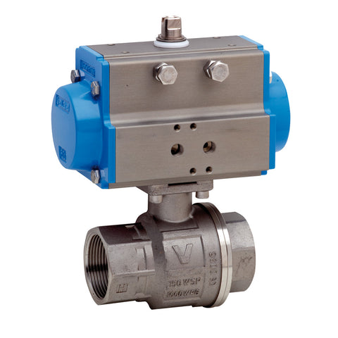 Bonomi 8P0134 Stainless Steel Ball Valve with Spring Return Pneumatic Actuator 1000 WOG