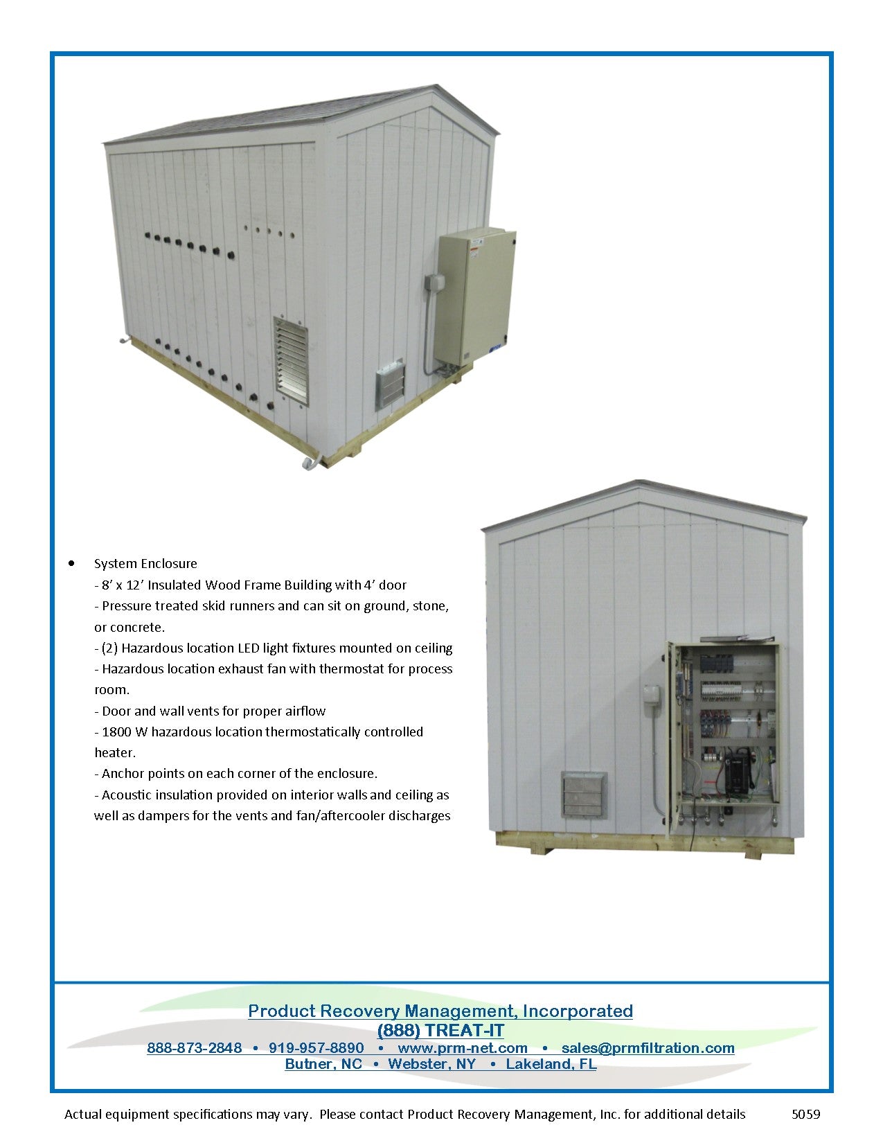 Pre-Engineered Air Sparge/SVE System, 8' x 12' Insulated Building