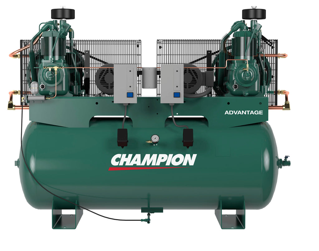 Champion Advantage 10 HP Duplex Air Compressor with Horizontal 240 Gallon Air Tank, 230-Volt, 3-Phase