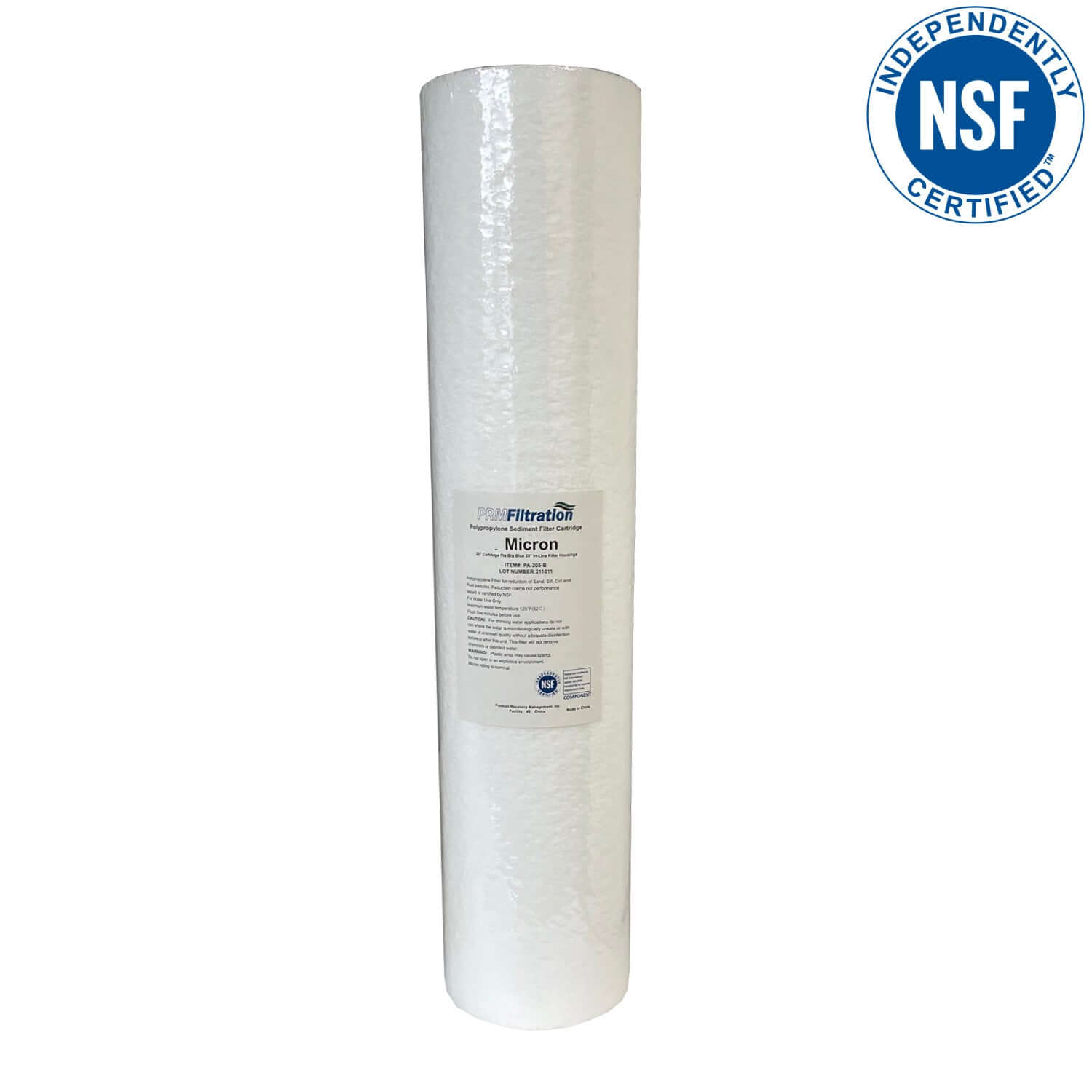 PRMFiltration PA205BB 20 Inch x 4.5 Inch 5 Micron Spun Polypropylene Sediment Filter Cartridges, NSF Certified