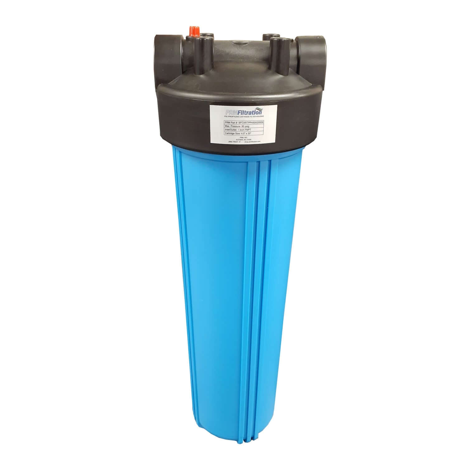 PRMFiltration 1 Inch NPT Heavy Duty Blue Polypropylene Single Cartridge Filter Housing, Uses 4.5 x 20 Inch Filter Cartridge