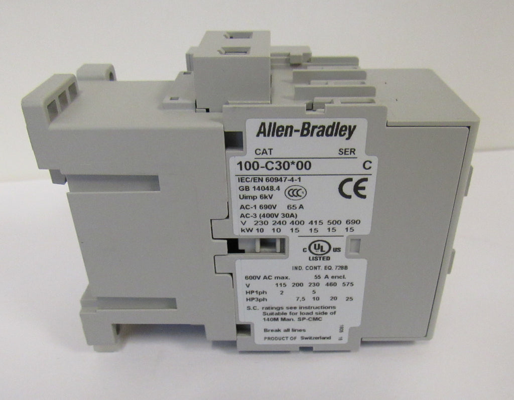 Allen-Bradley 100-C30J10 IEC Standard Contactor, 30 Amp, 24VAC Coil