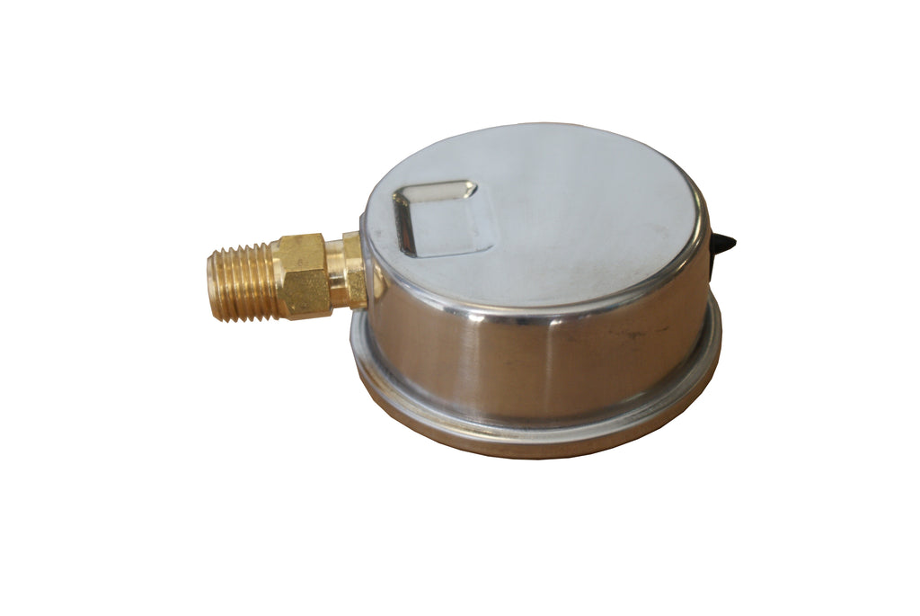 PRM Vacuum Gauge 0 to -160"WC / 0 to -12inHg, 2.5 Inch Chrome Case, Brass Internals 1/4 Inch NPT Bottom Mount, Dry Gauge
