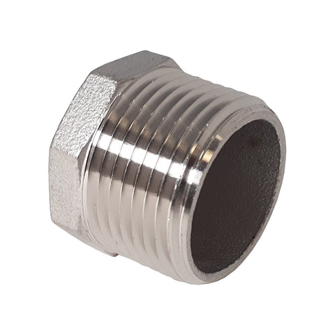 1-1/2 Inch NPT Threaded Stainless Steel Hex End Plug, 304 SS, 150#