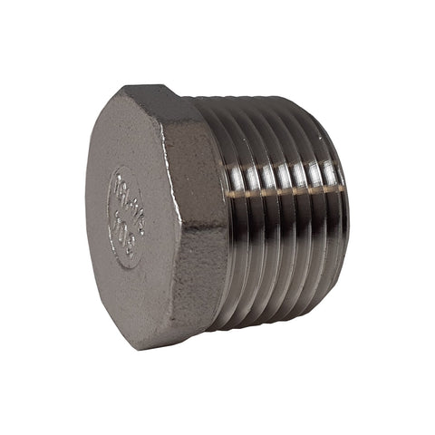 1/4 Inch NPT Threaded Stainless Steel Hex End Plug, 304 SS, 150#