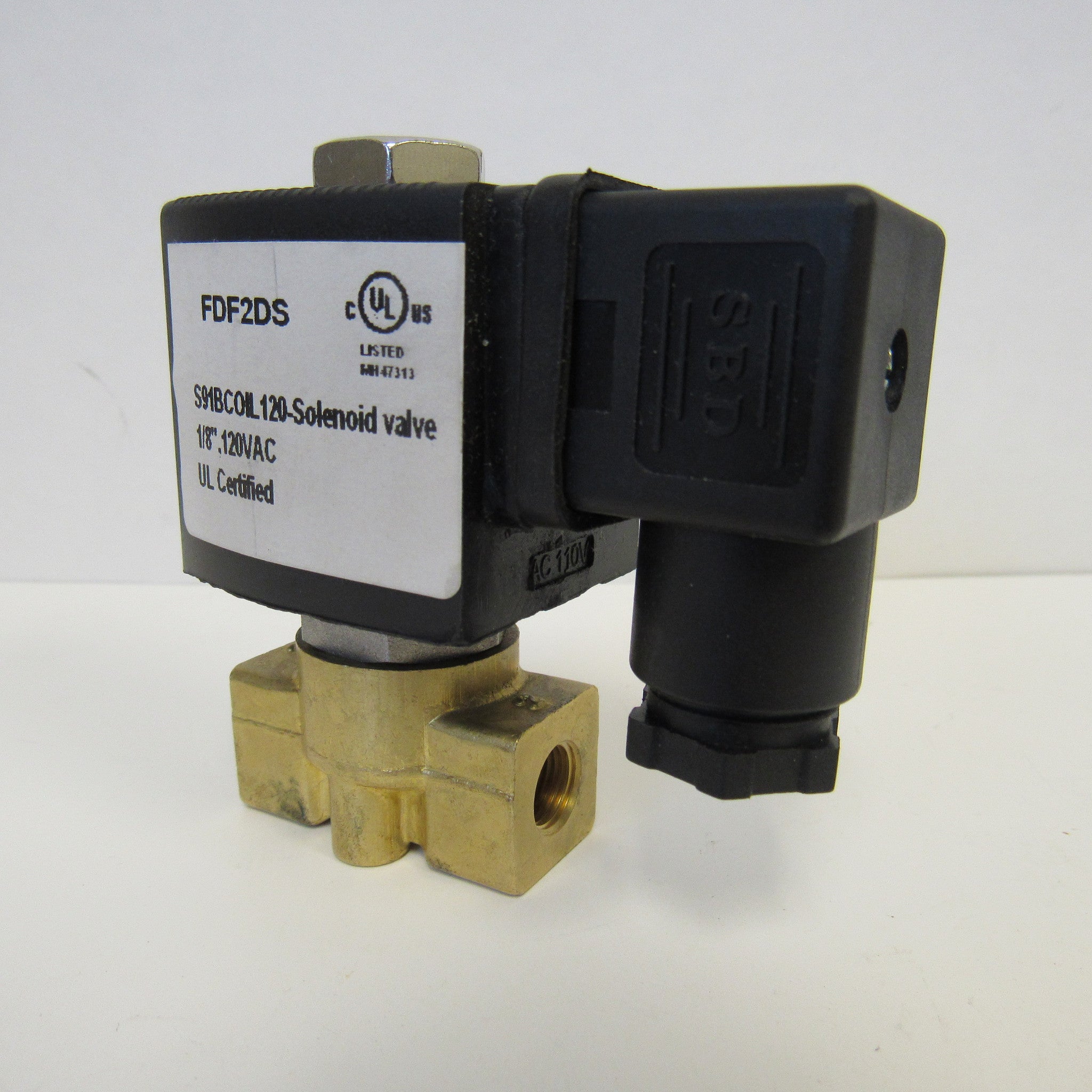 Solenoid Valve, 1/8 Inch NPT, Brass Body, 120 VAC Coil, Viton Seal