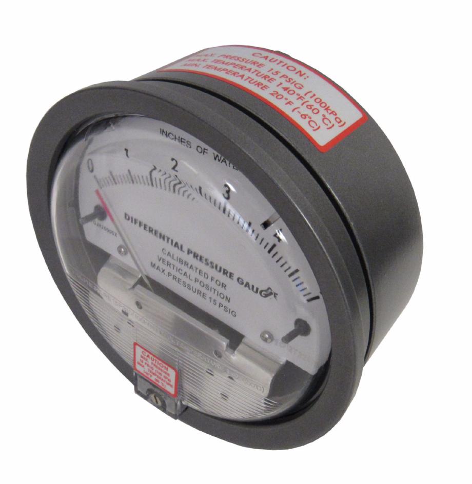Differential Pressure Gauge, 0-15 Inches of Water