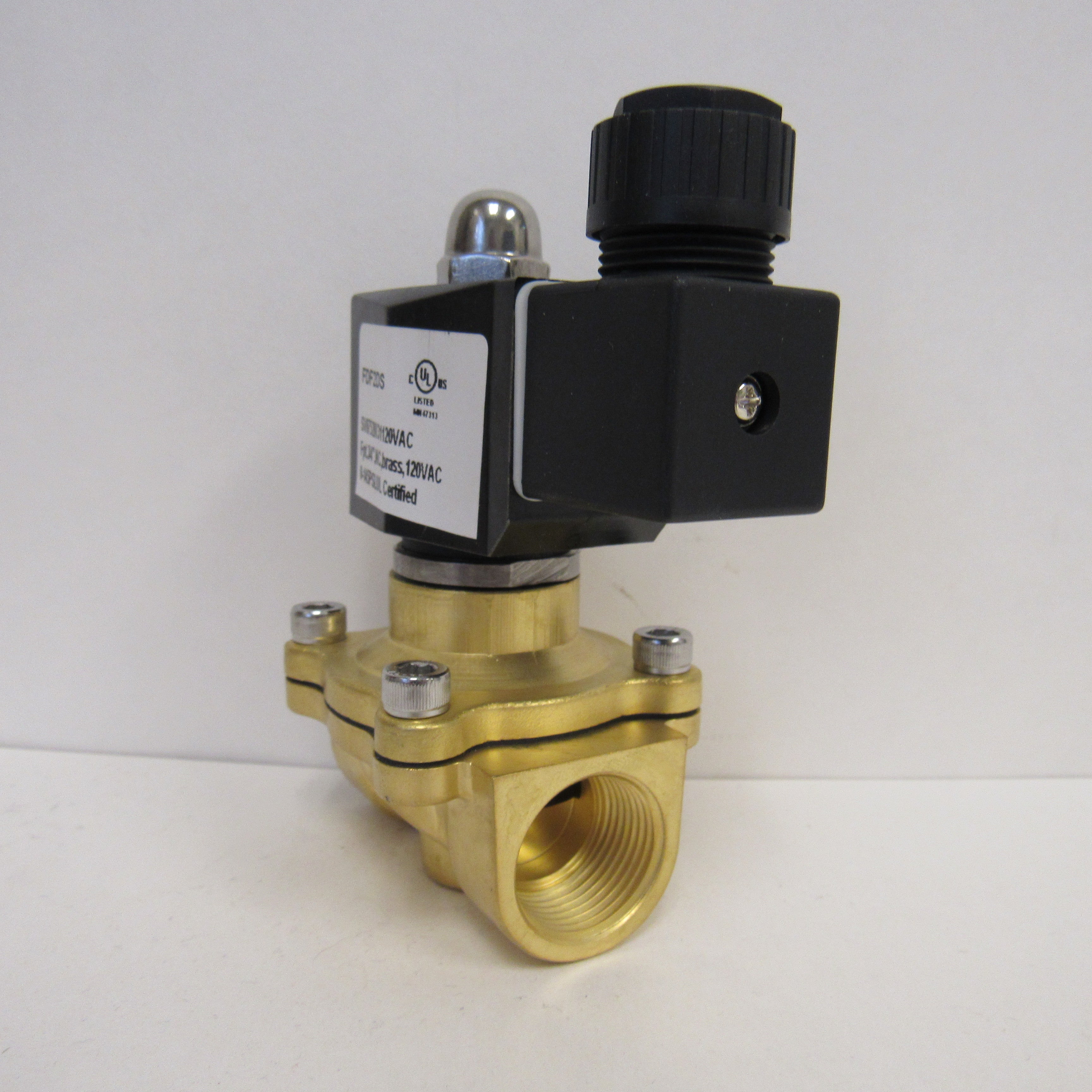 Solenoid Valve, 3/4 Inch NPT, Brass Body, 120 VAC Coil, EPDM Seal