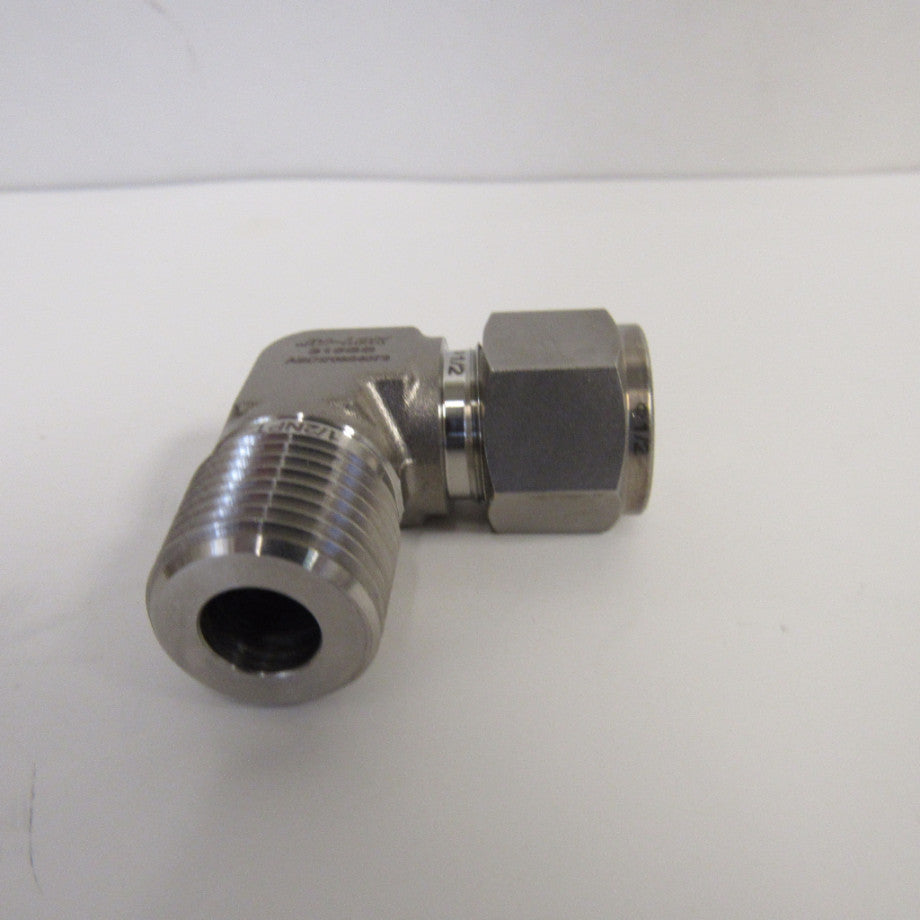 316 Stainless Steel Double Ferrule Instrumentation Tube Fitting - 90 Degree  Elbow Adapter - 1/2 Tube OD x 1/2 NPT Female