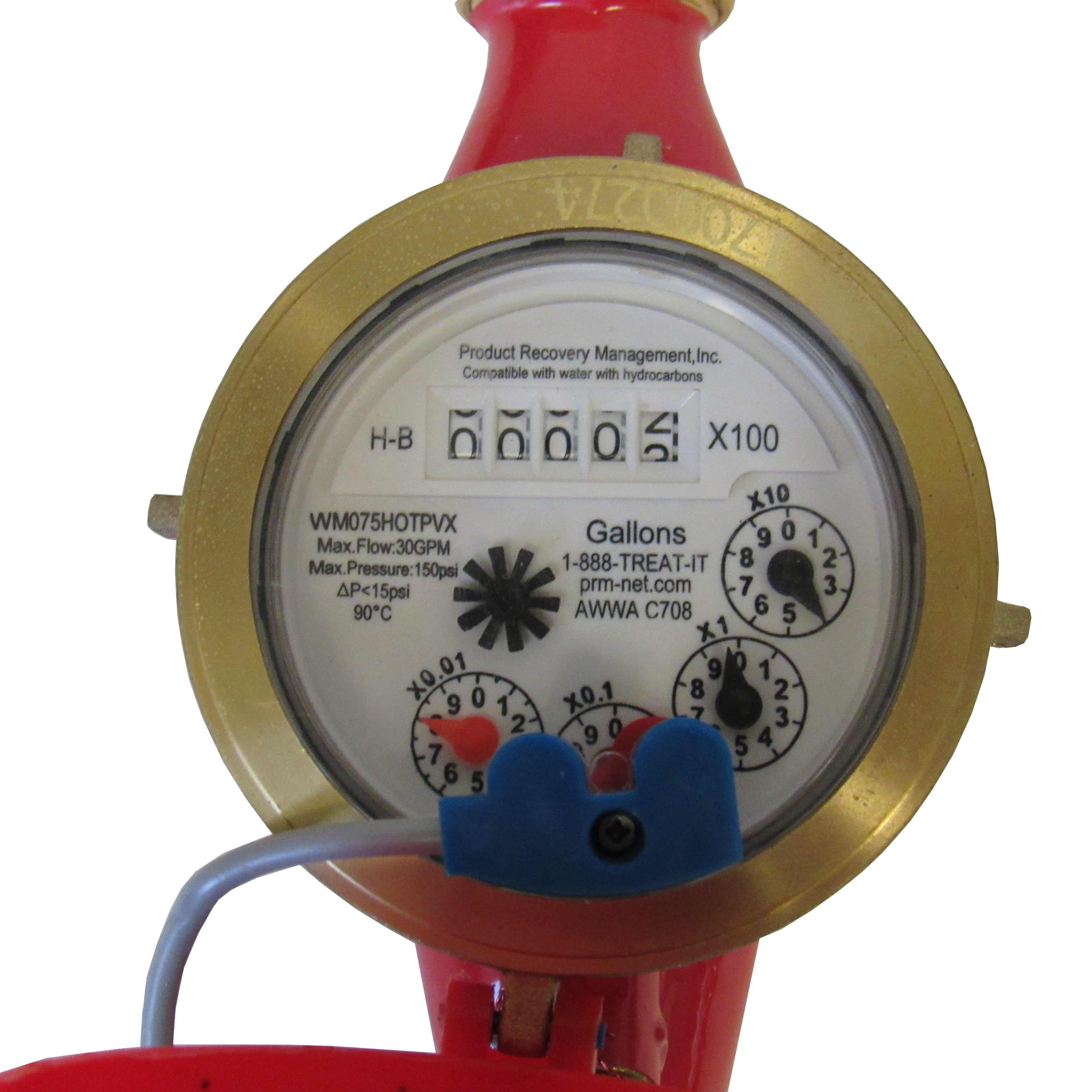 PRM 1/2 Inch Multi-Jet Brass Totalizing Hot Water Meter with Pulse Output