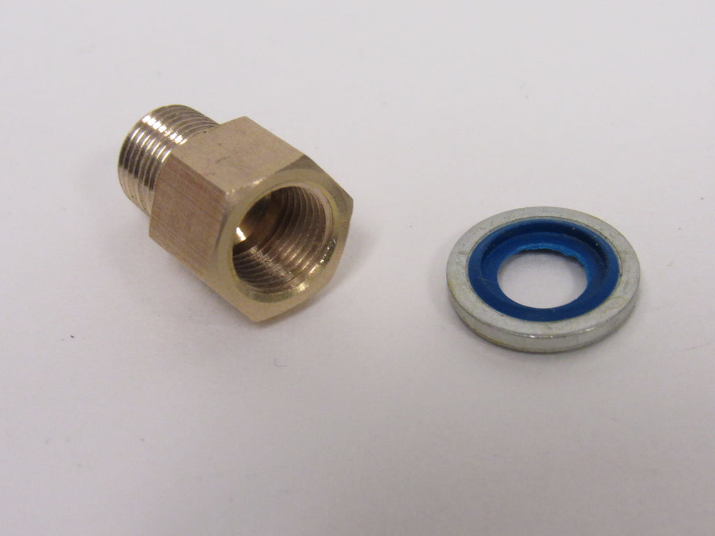 Brass Adapter - 1/8 Inch NPT Male X 1/8 Inch BSPP Female with Sealing Washer