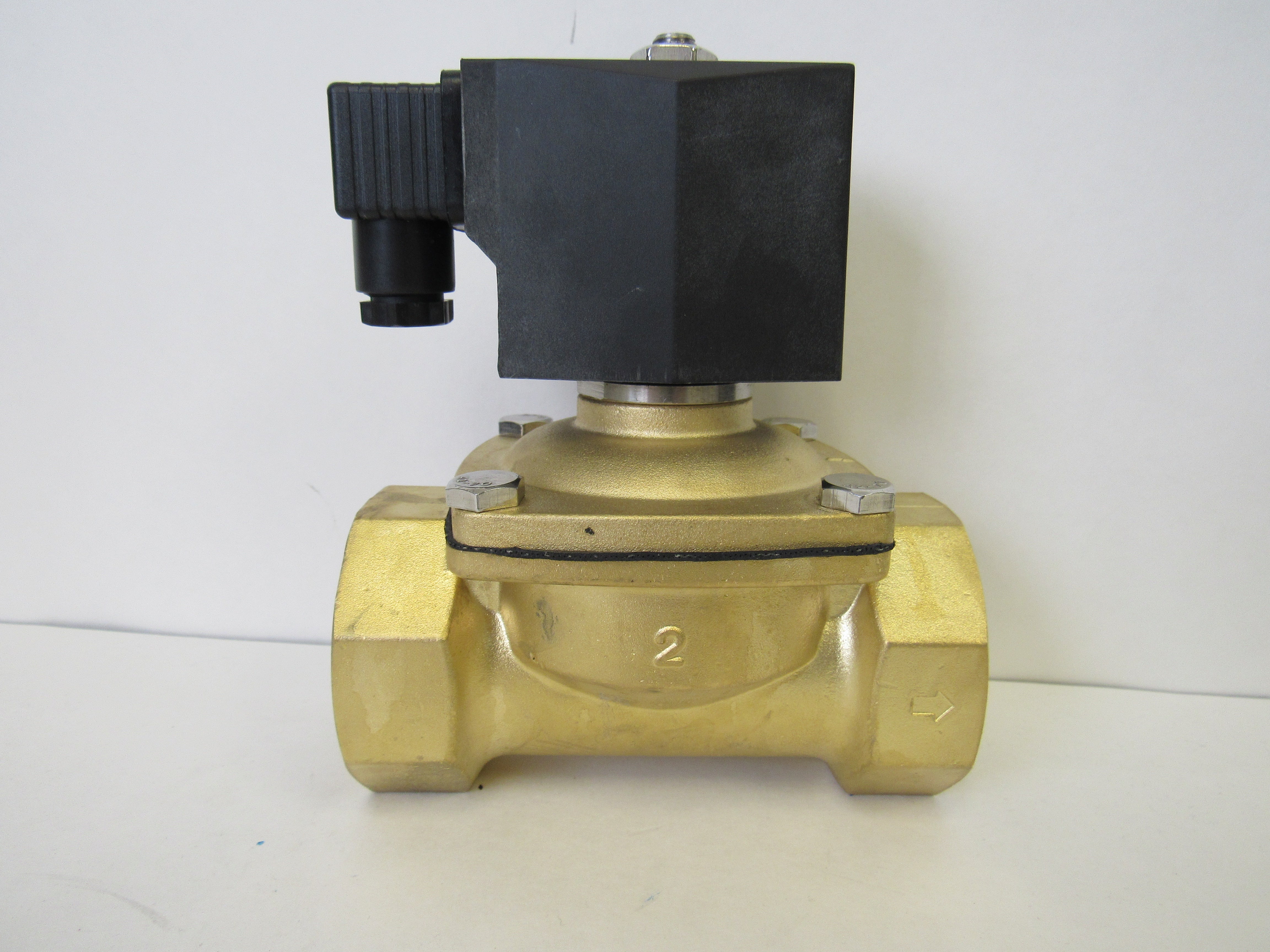 Solenoid Valve, 2 Inch NPT, Brass Body, 120 VAC Coil, Zero Differential