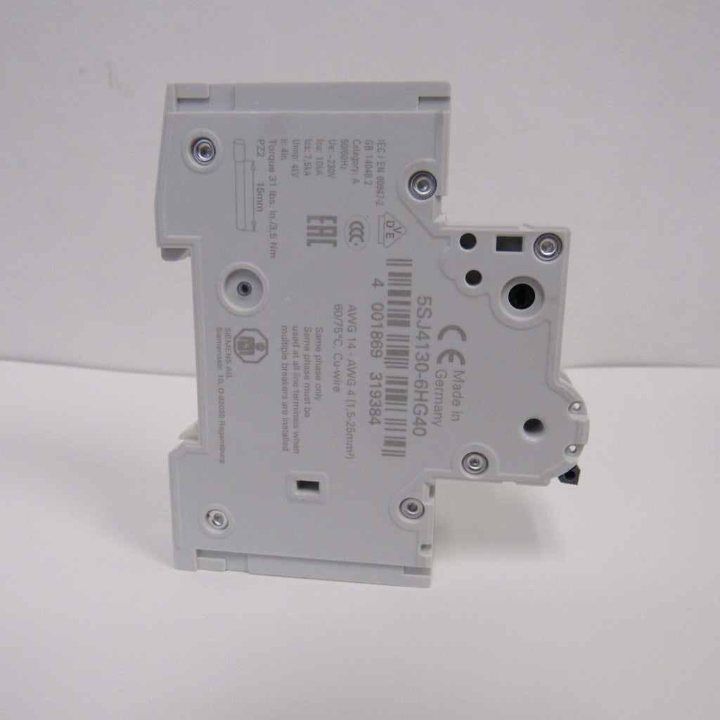 Siemens 5SJ4110-6HG40 Mini Circuit Breaker - 1 Pole - 120VAC - 10 Amp