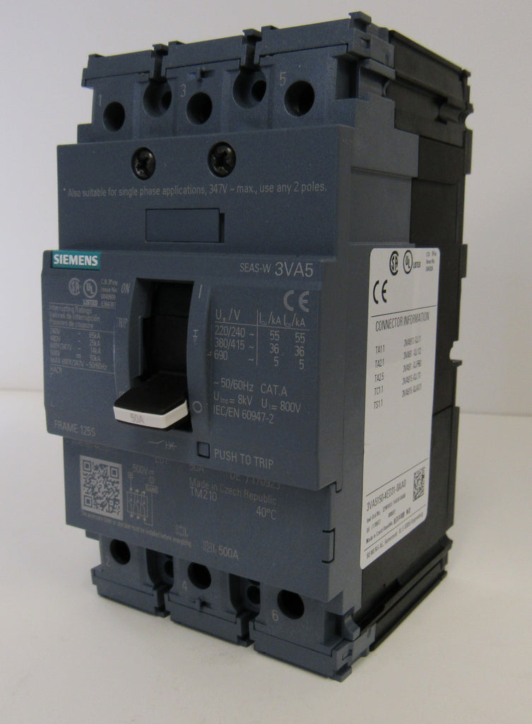Siemens Molded Case Circuit Breaker 3VA5140-4ED31-0AA0, 3 Pole, 480 V, 40 Amp