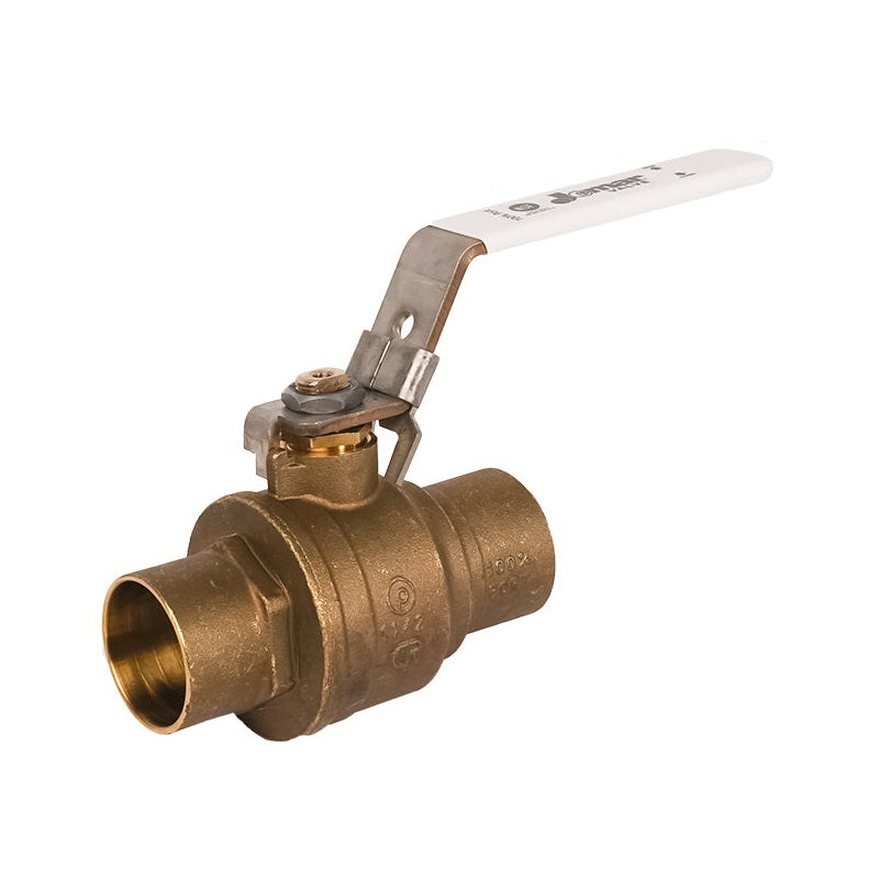 Jomar S-100CG-LH Lead Free Brass Ball Valve, 2 Piece, Full Port, Solder Connection, Locking Handle, 600 WOG