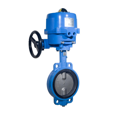Bonomi ME530S, Wafer Style Epoxy Coated Cast Iron Butterfly Valve, Viton Seat, Stainless Steel Disc, Electric Actuated Butterfly Valve