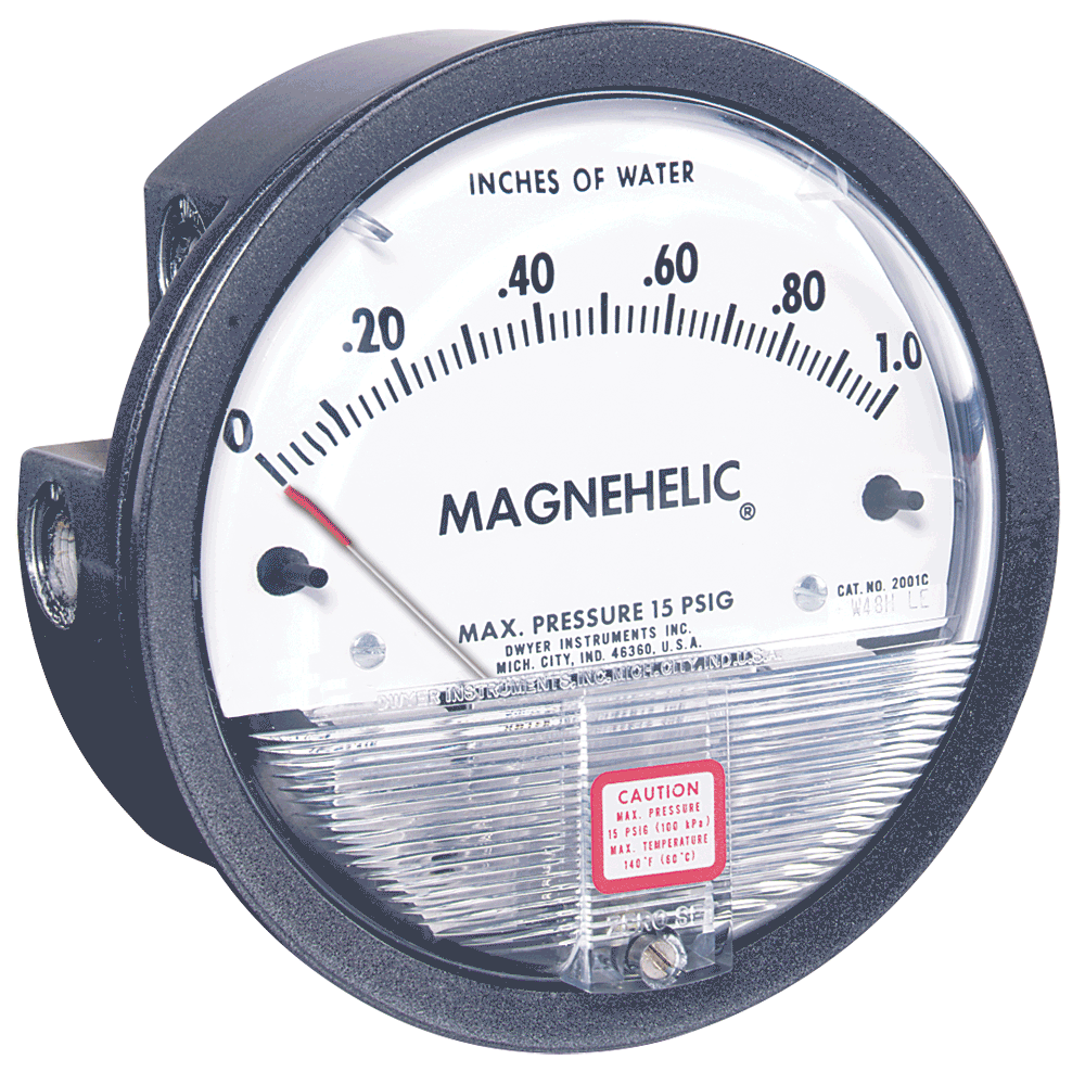 Dwyer 2001 Magnehelic® Differential Pressure Gauge - 0-1 Inches Of Water
