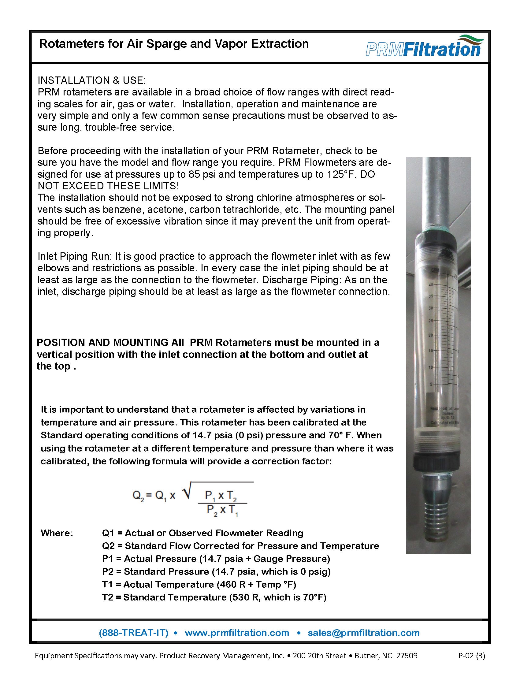 PRM FMDFG4050 5-50 SCFM Air Rotameter Flow Meter