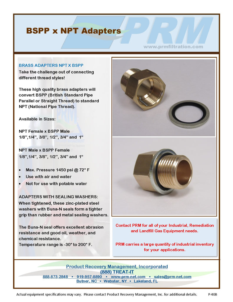 Brass Adapter - 1 Inch NPT Female X 1 Inch BSPP Male with Sealing Washer