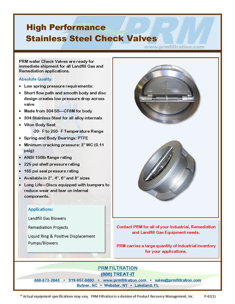 Dual Plate Wafer Style Check Valve - 316 SS - Buna Seat - 6 Inch