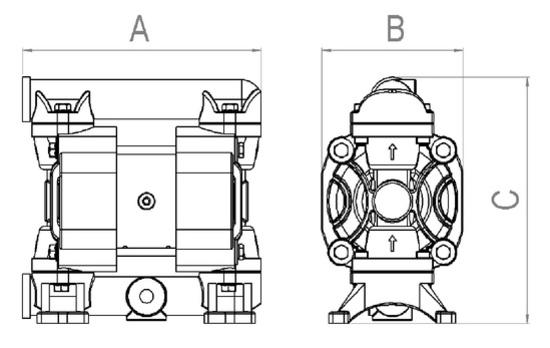 Fluimac Phoenix P30 AODD Pump - PVDF+CF Body - 1/2" FNPT - 9.2 GPM - PTFE Seals