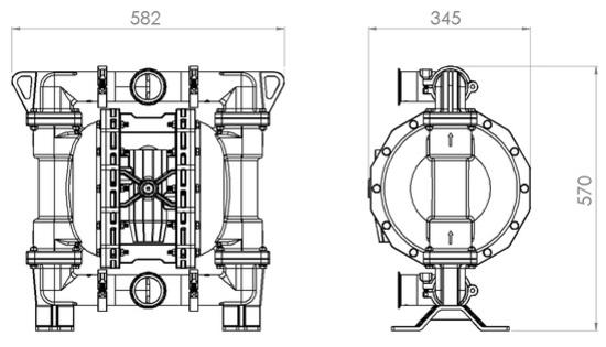 Fluimac Phoenix PF700 AODD Pump - Food Grade - 316 SS Body - 2.5" Clamp - 185 GPM - PTFE Seals