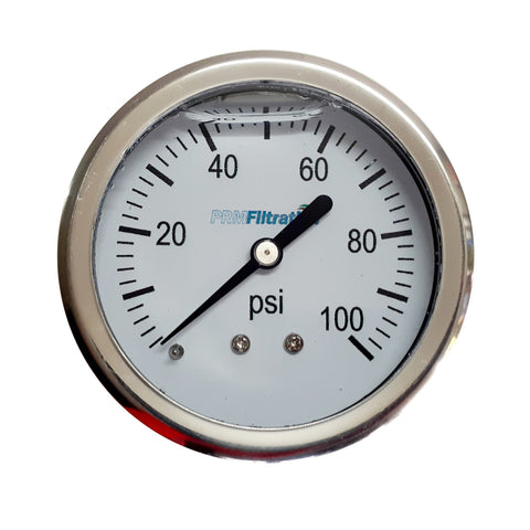 Premium 304 Stainless Steel Pressure Gauge with Brass Internals, 0-100 PSI, 2-1/2 Inch Dial, 1/4 Inch NPT Back Mount, Calibration Certificate Option