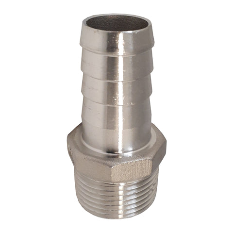 304 Stainless Steel Hex Hose Barb Adapter, 1-1/2 Inch ID Hose Barb x 1-1/2 Inch Male NPT