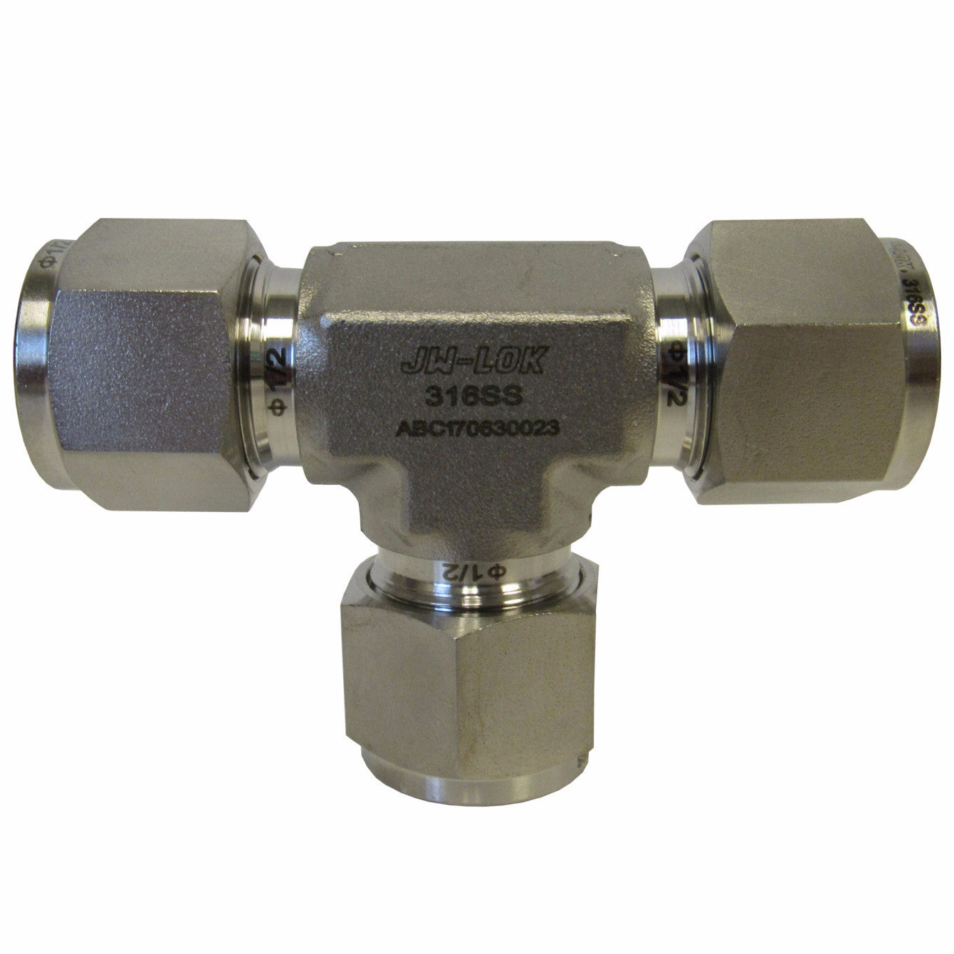 316 SS Compression Fitting, 1/2 Inch Tube Union Tee