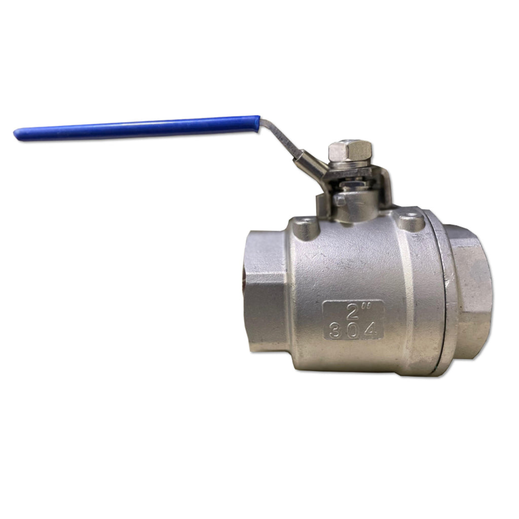 TANA 2 Inch Full Port Ball Valve Stainless Steel 304 Heavy Duty for Water, Oil, and Gas with Blue Vinyl Handles (2" NPT)
