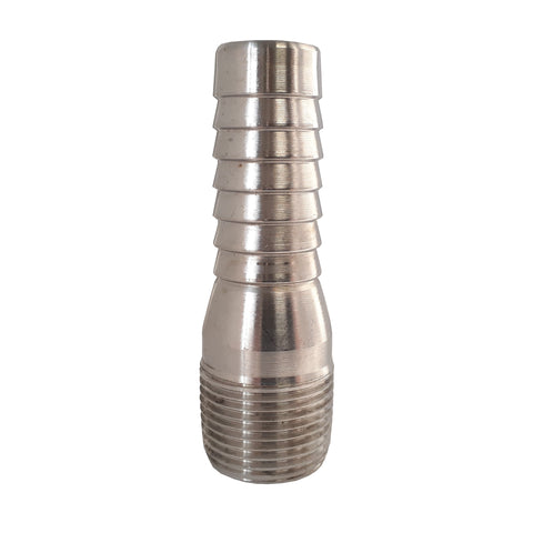 1/2 Inch 304 Stainless Steel King Combination (KC) Nipple (MNPT X Hose Barb)