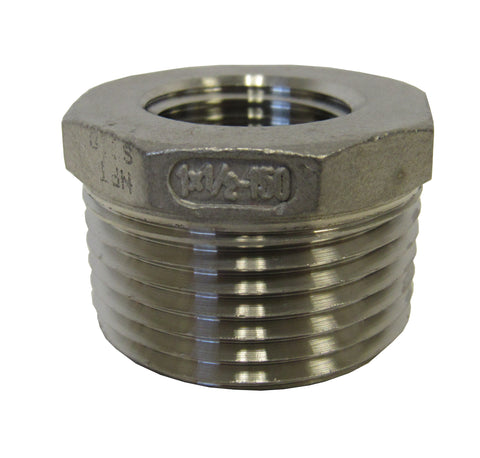 Stainless Steel Reducing Bushing, 304SS, Class 150 - 1 Inch X 1/2 Inch