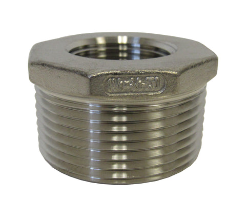 Stainless Steel Reducing Bushing, 304SS, Class 150 - 1-1/4 Inch X 3/4 Inch