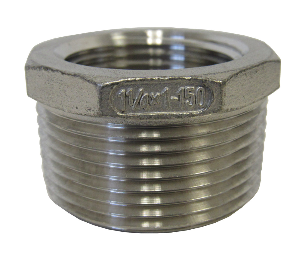 Stainless Steel Reducing Bushing, 304SS, Class 150 - 1-1/4 Inch X 1 Inch