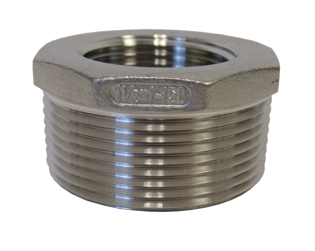 Stainless Steel Reducing Bushing, 304SS, Class 150 - 1-1/2 Inch X 1 Inch