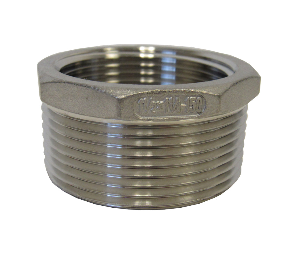 Stainless Steel Reducing Bushing, 304SS, Class 150 - 1-1/2 Inch X 1-1/4 Inch