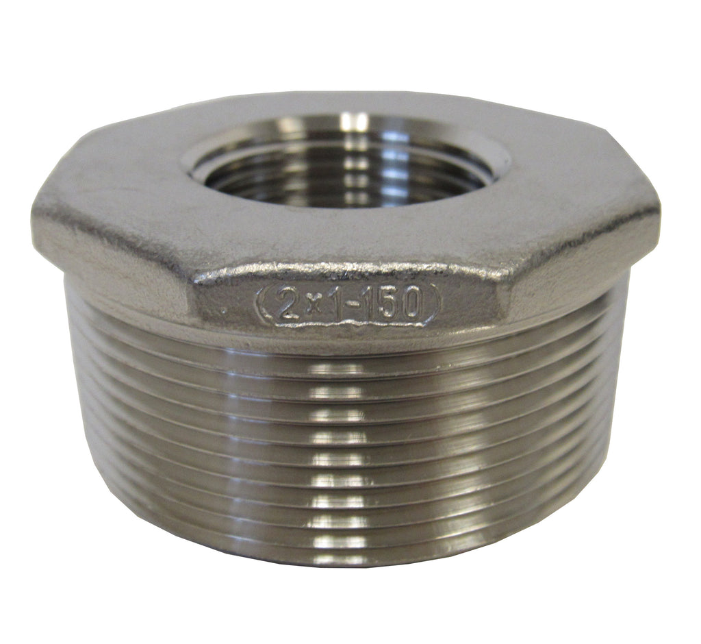 Stainless Steel Reducing Bushing, 304SS, Class 150 - 2 Inch X 1 Inch