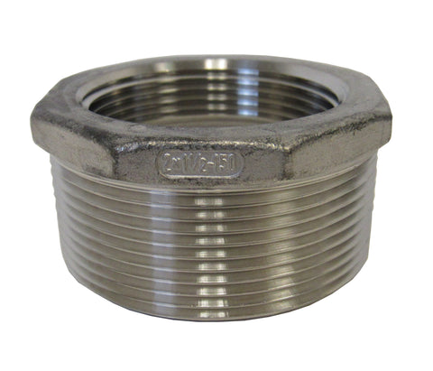 Stainless Steel Reducing Bushing, 304SS, Class 150 - 2 Inch X 1-1/2 Inch