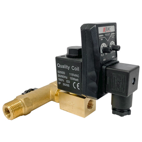 Solenoid Valve, 1/4 Inch NPT, Brass Body, Compressor Auto Timed Electronic Drain Valve , 110 VAC Coil