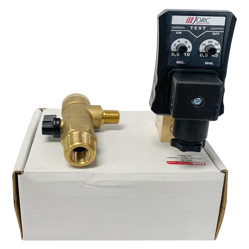 Solenoid Valve, 1/4 Inch NPT, Brass Body, Compressor Auto Timed Electronic Drain Valve , 110 VAC Coil