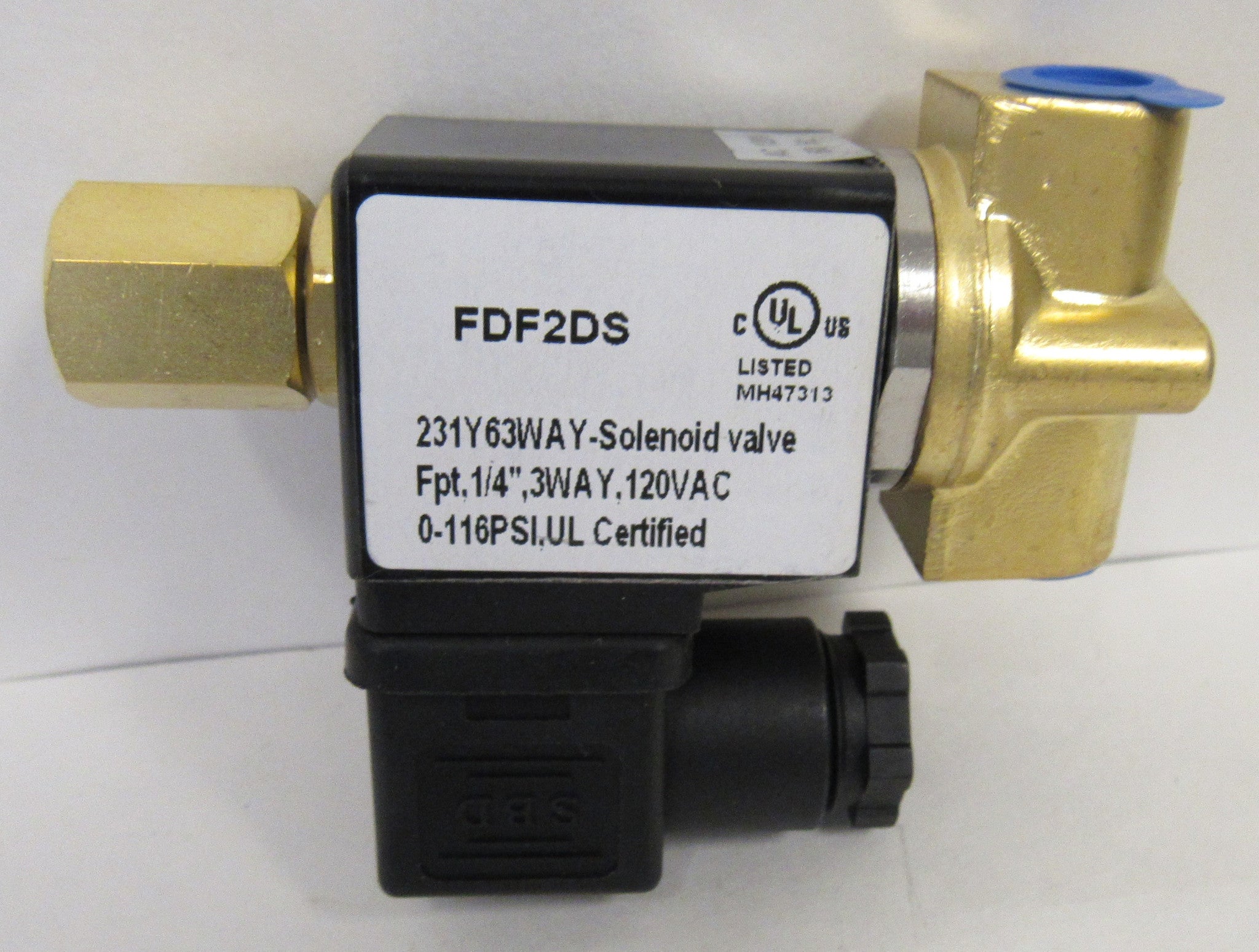 Solenoid Valve, 1/4 Inch NPT, Brass 3-Way Valve, 120/240 VAC Coil