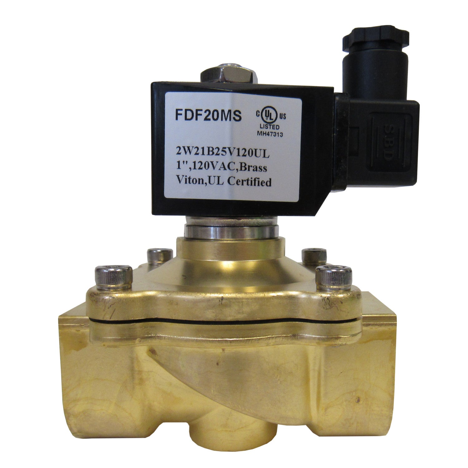 Solenoid Valve, 1 Inch NPT, Brass Body, 120 VAC Coil, Viton Seal