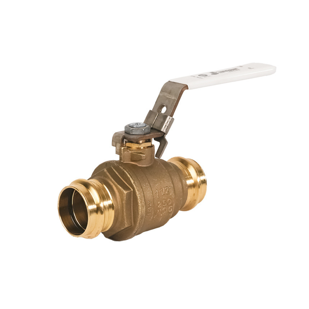 Jomar 100-205SSGLH 1 Inch Lead Free Brass Ball Valve, 2 Piece, Full Port, Press Connection, SS Ball & Stem, Latch Lock, 250 WOG