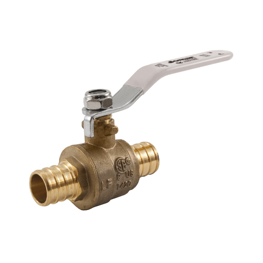 Jomar 103-523PG 1/2 Inch Lead Free Brass Ball Valve 2 Piece, Standard Port, Crimp Pex Connection, 400 WOG - Carton of 10