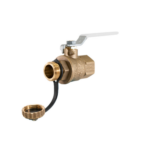 Jomar 100-754G 3/4 Inch Lead Free Brass Ball Valve, 2 Piece, Full Port, Threaded Connection, Dezincification Resistant Brass, with 3/4 hose, 600 WOG - Carton of 10